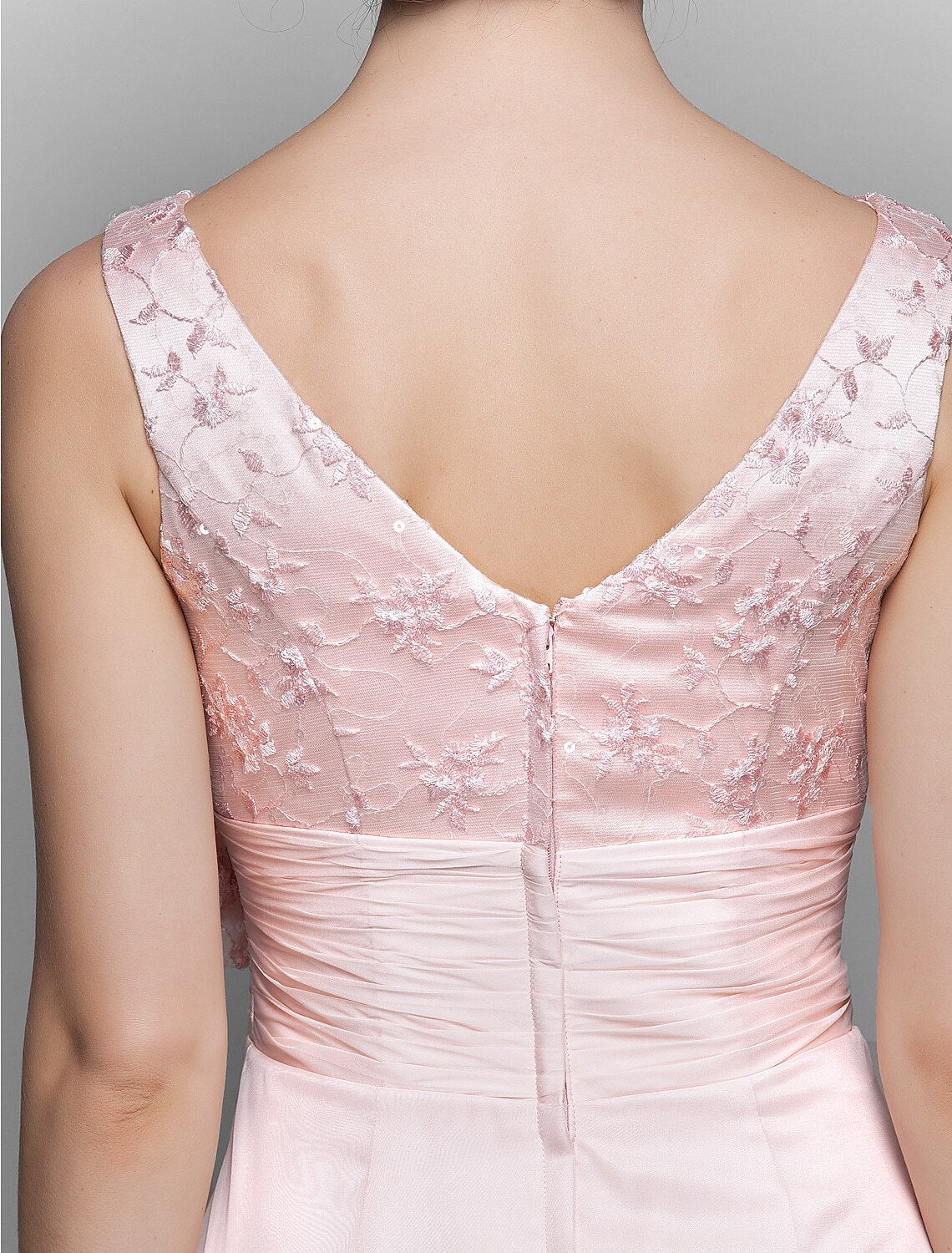 Sheath / Column Mother of the Bride Dress V Neck Ankle Length Chiffon Lace 3/4 Length Sleeve with Bow(s) Ruched